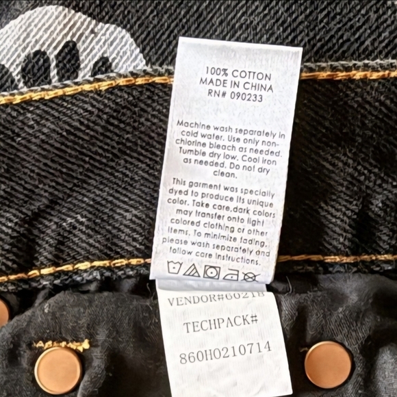 PACSUN‎ Eco Black Butterfly Jeans Women Sz 25 High Rise Straight Cotton Y2K Boho - Picture 8 of 13